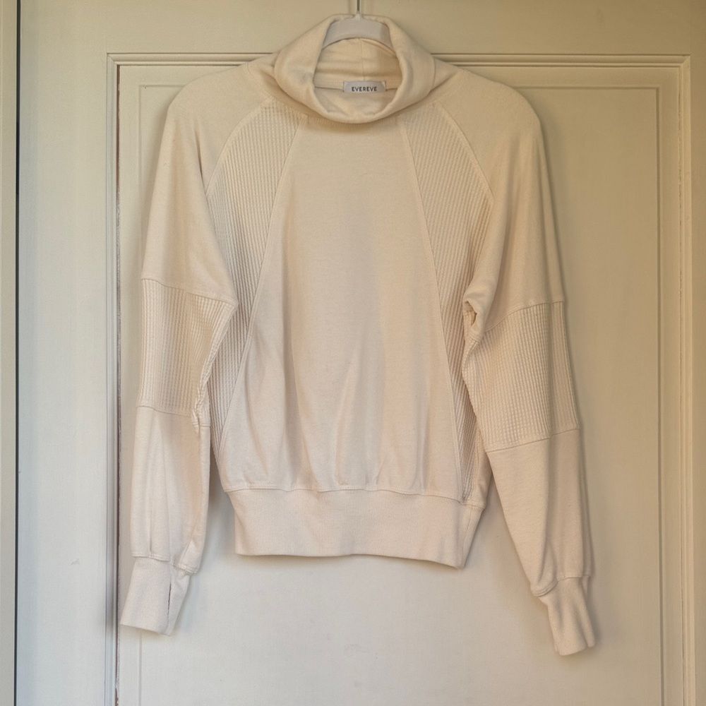 New Without Tag Evereve Cream Cowl Neck Pullover Cotton Blend Top